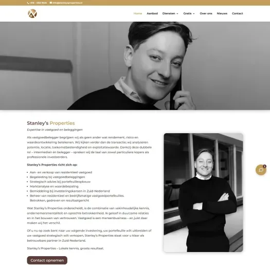 Screenshot van de website van www.stanleysproperties.nl