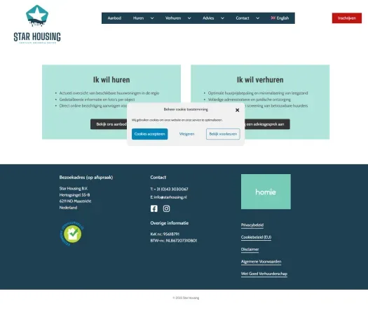 Screenshot of the website of www.starhousing.nl