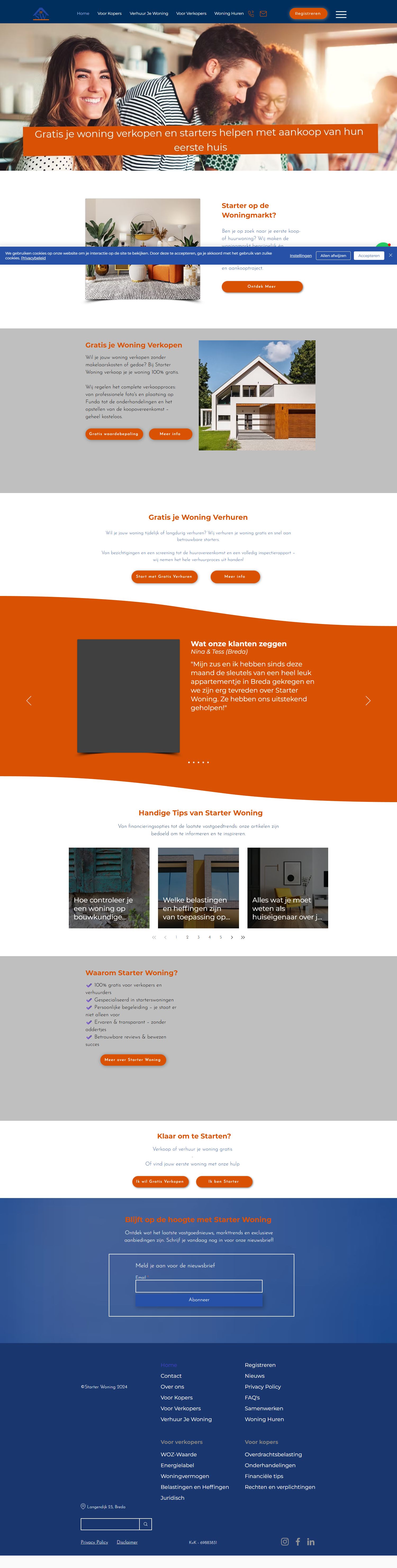 Screenshot van de website van www.starterwoning.com