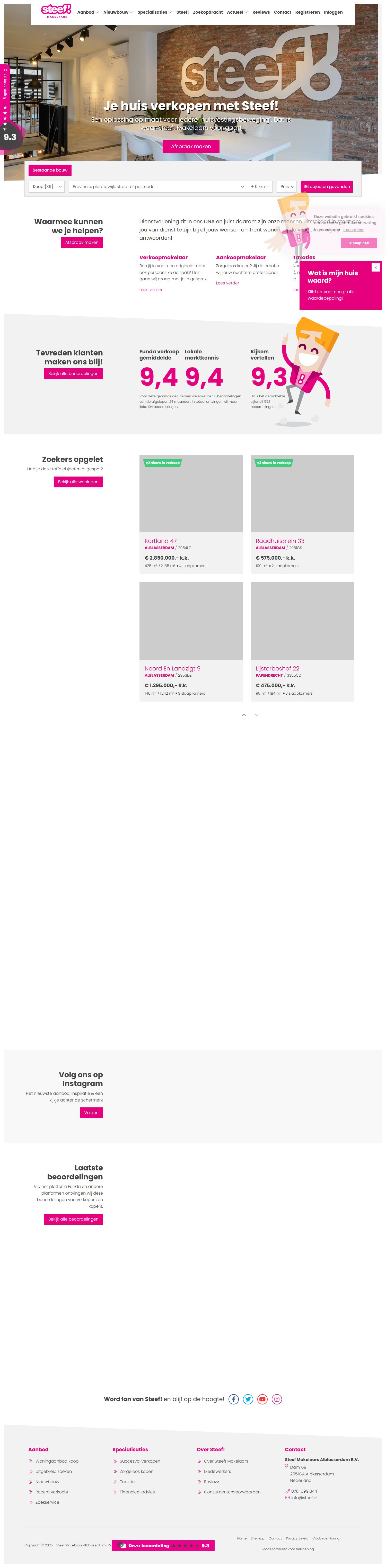 Screenshot van de website van www.steef.nl