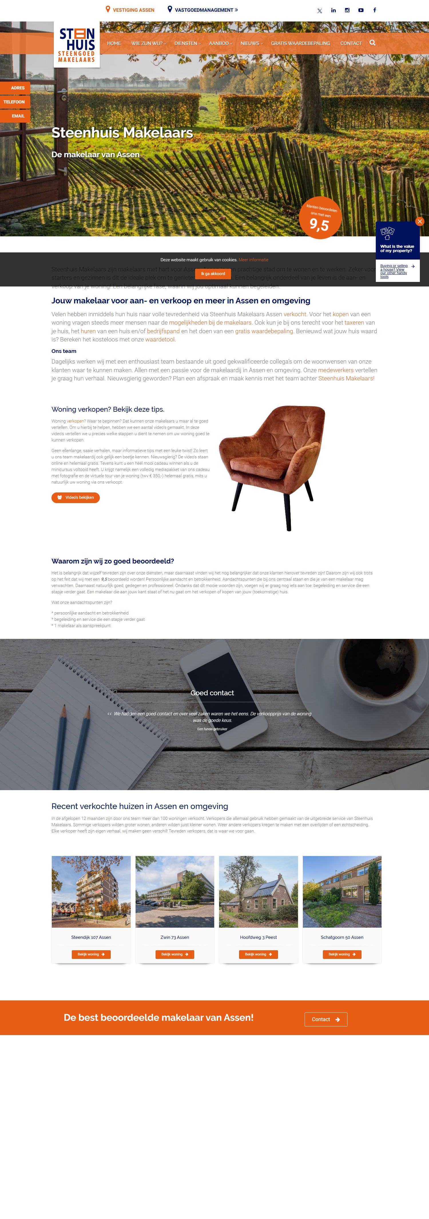 Screenshot van de website van www.steenhuis.nl
