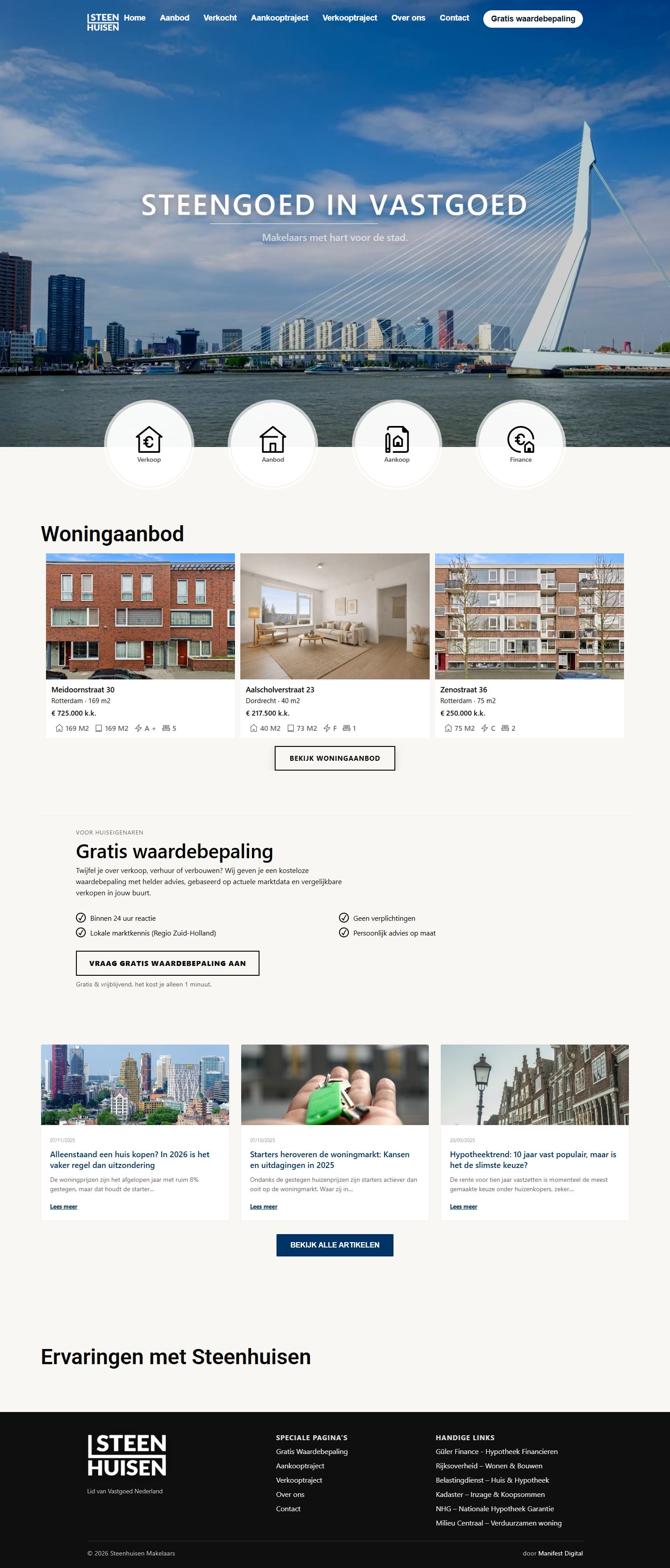 Screenshot van de website van www.steenhuisenmakelaars.nl