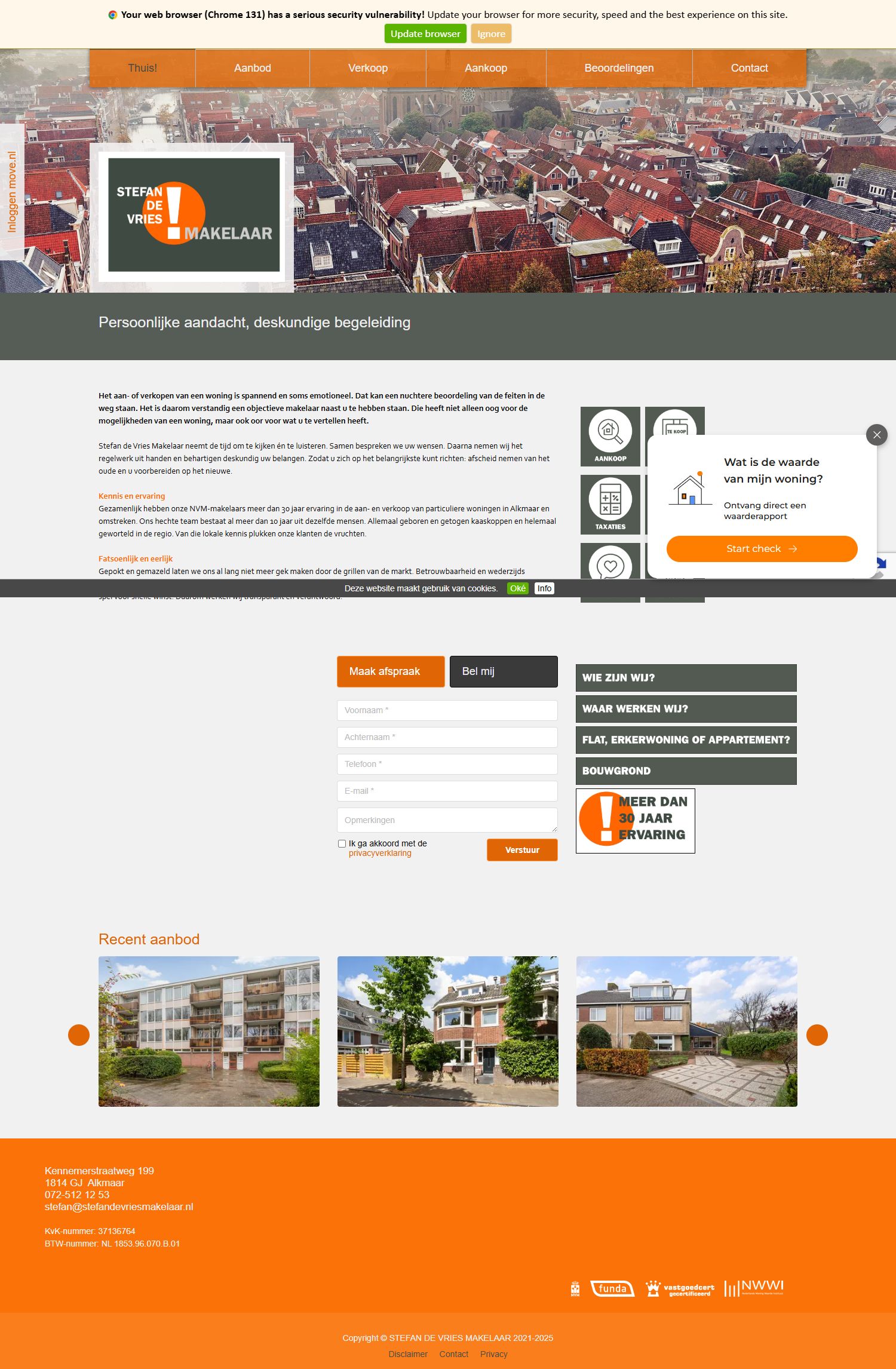 Screenshot van de website van www.stefandevriesmakelaar.nl