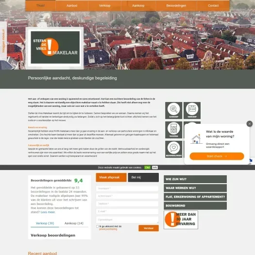 Screenshot van de website van www.stefandevriesmakelaar.nl