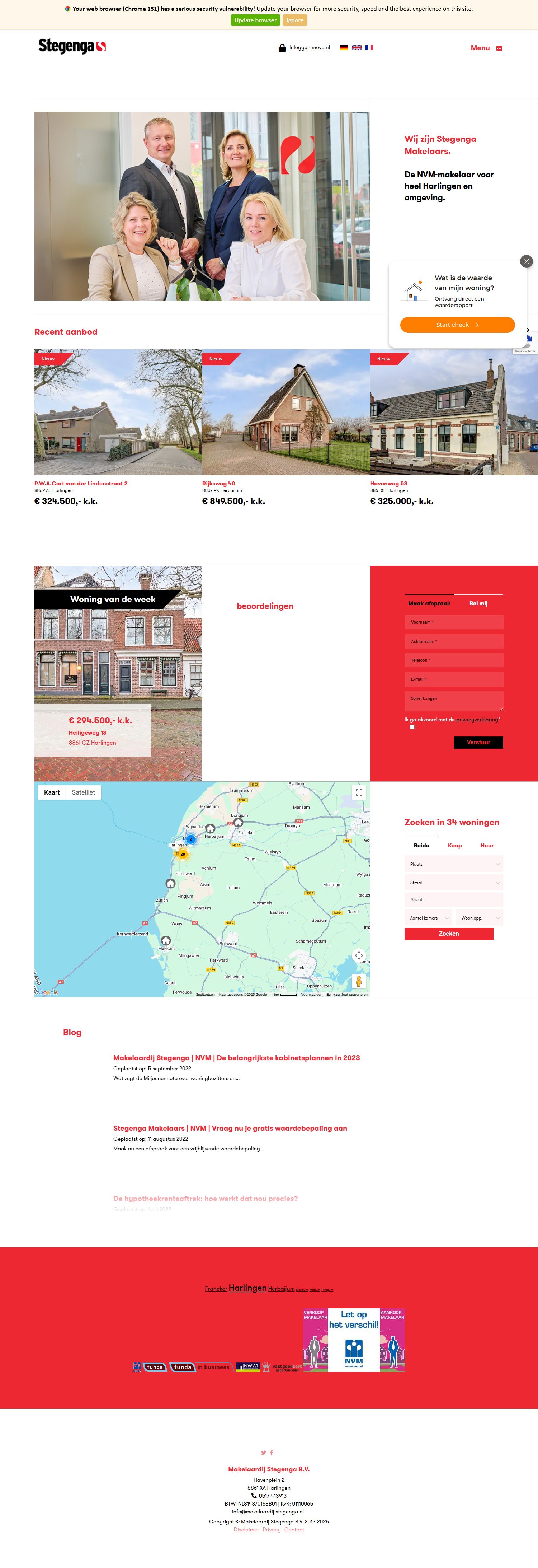 Screenshot van de website van www.makelaardij-stegenga.nl