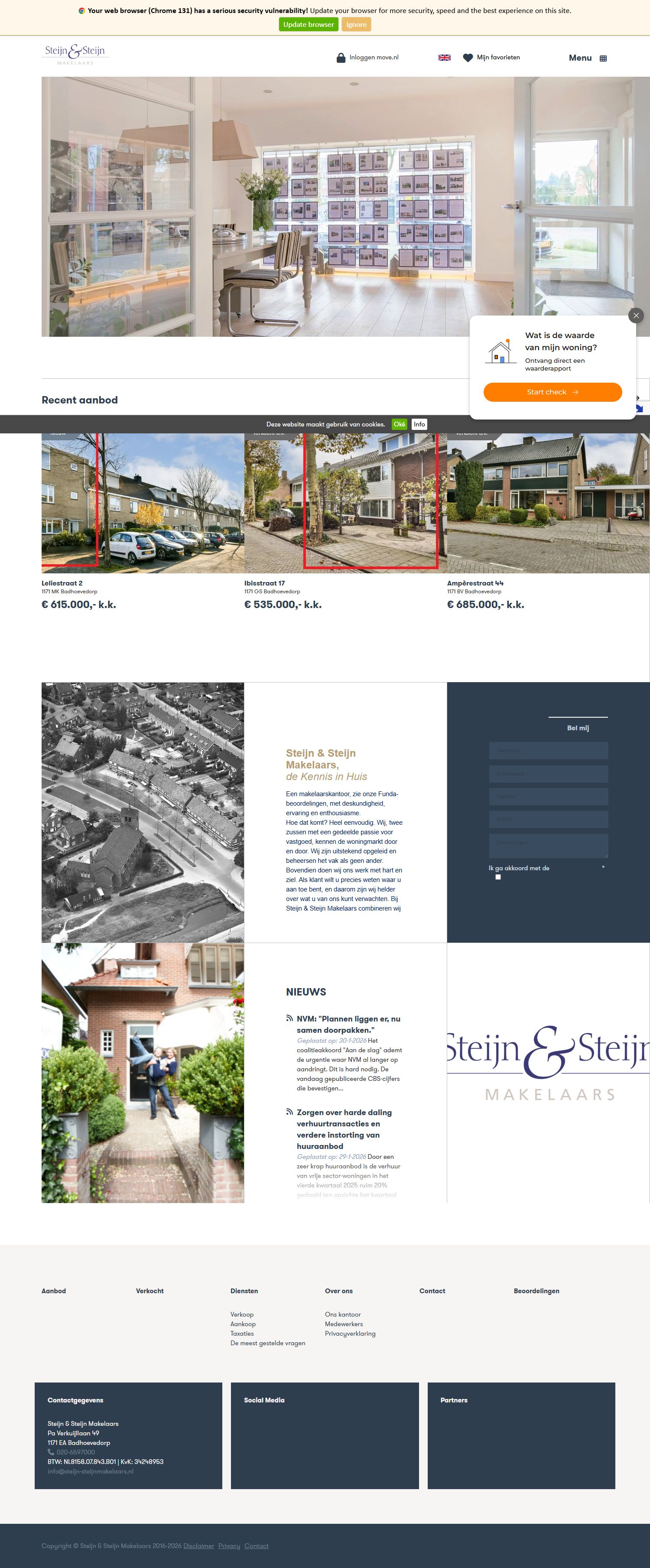 Screenshot van de website van www.steijn-steijnmakelaars.nl