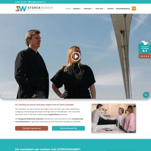 Screenshot of the website of www.sterckwonen.nl