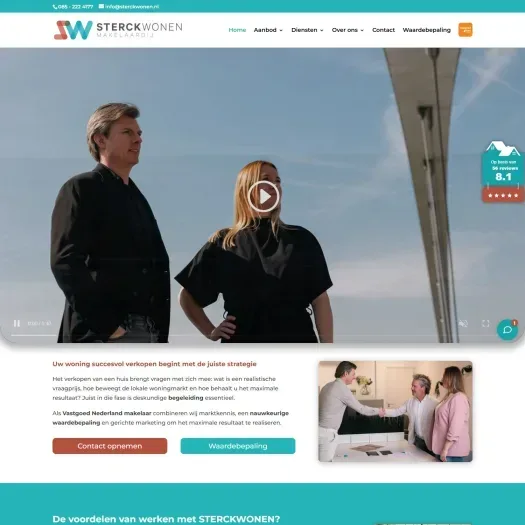 Screenshot van de website van www.sterckwonen.nl