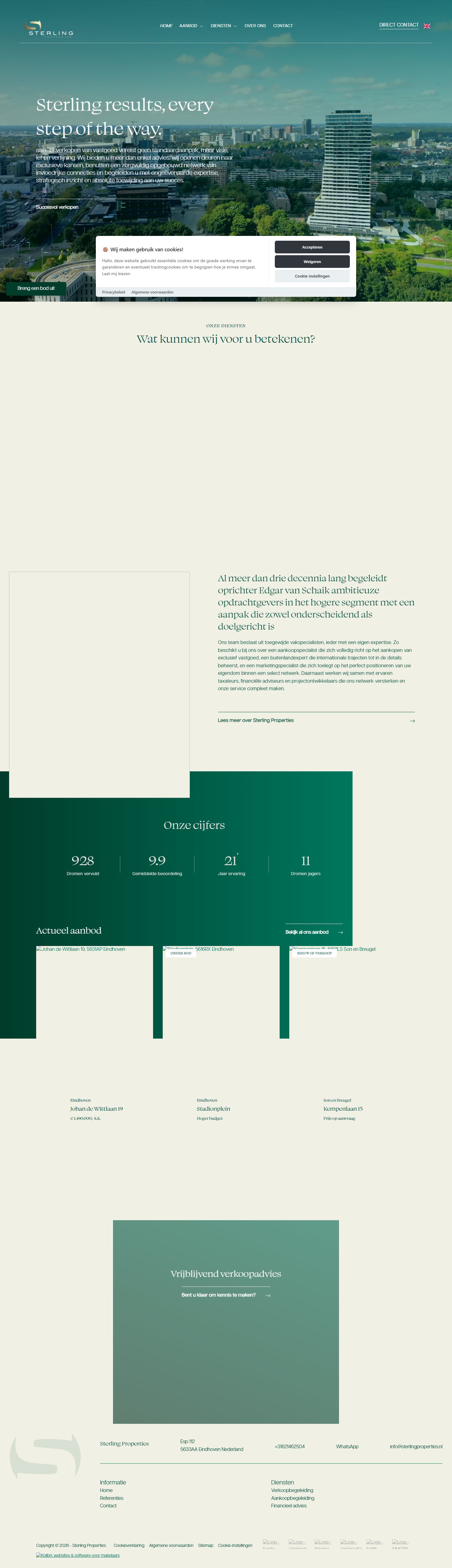 Screenshot van de website van www.sterlingproperties.nl