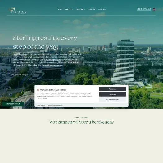 Screenshot van de website van www.sterlingproperties.nl