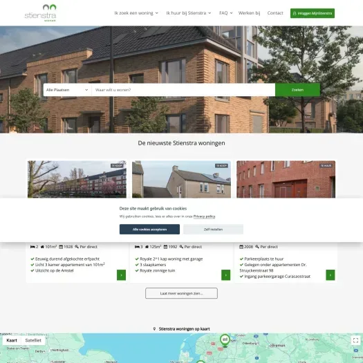 Screenshot van de website van www.stienstra.nl