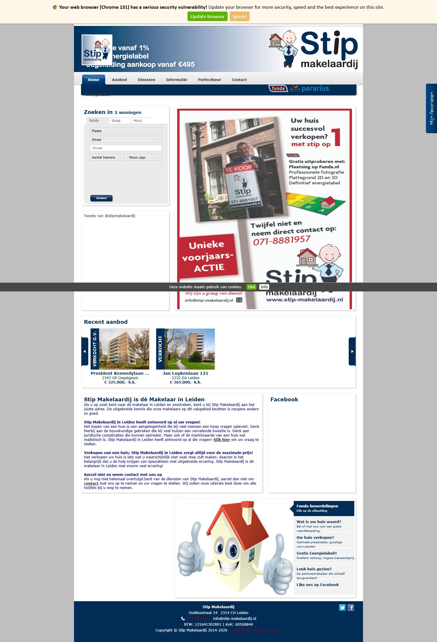 Screenshot van de website van www.stip-makelaardij.nl