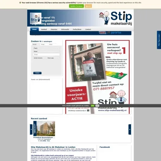 Screenshot van de website van www.stip-makelaardij.nl