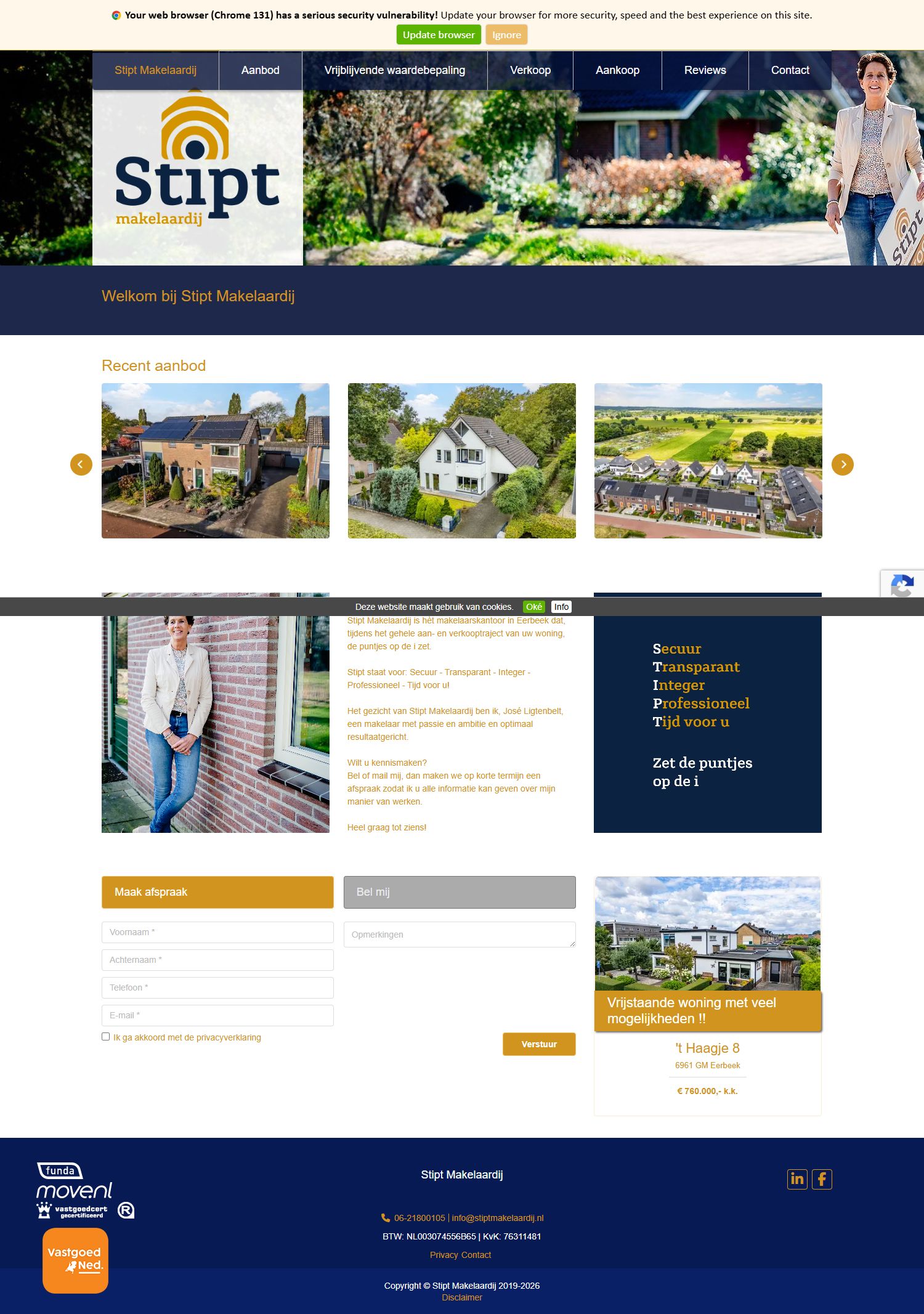 Screenshot van de website van www.stiptmakelaardij.nl