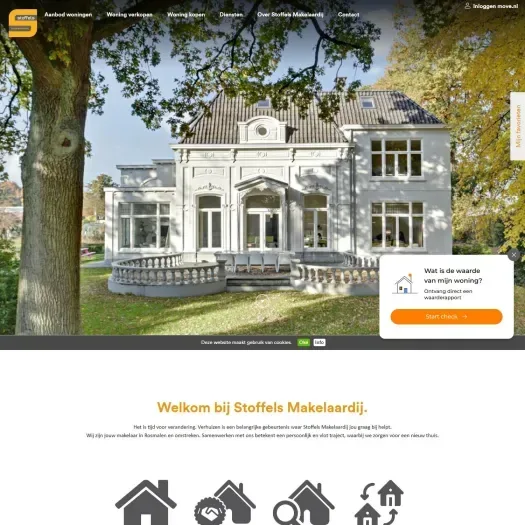 Screenshot van de website van www.stoffelsmakelaardij.nl