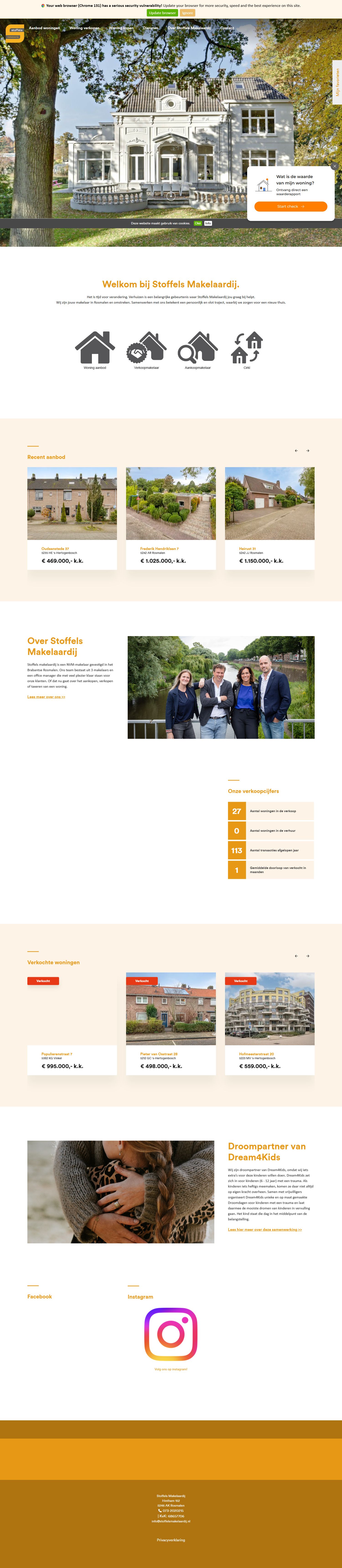 Screenshot van de website van www.stoffelsmakelaardij.nl
