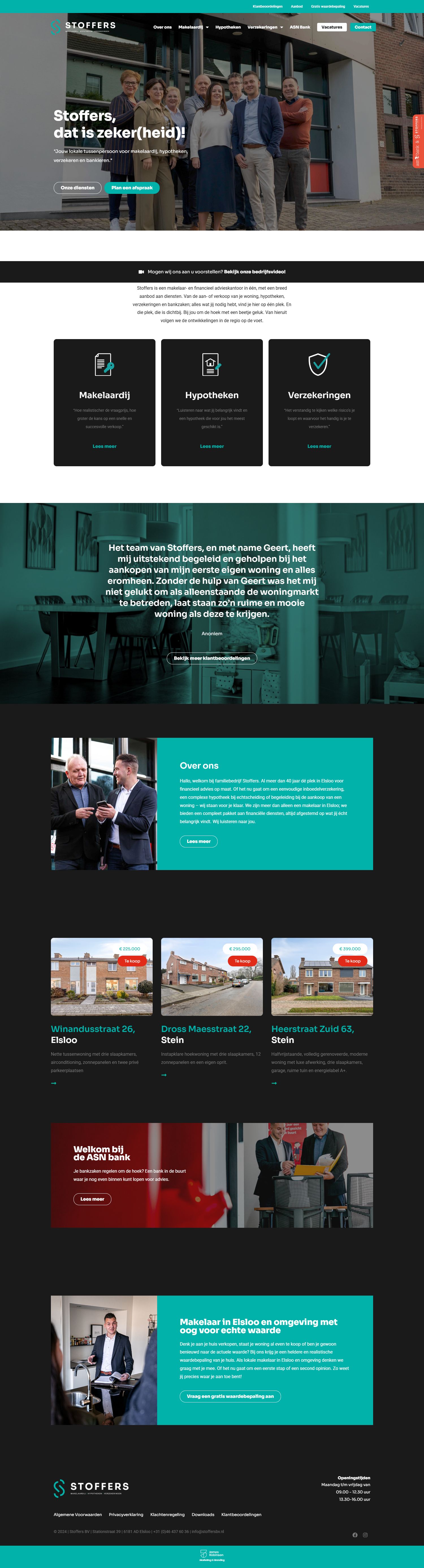 Screenshot van de website van www.stoffersbv.nl