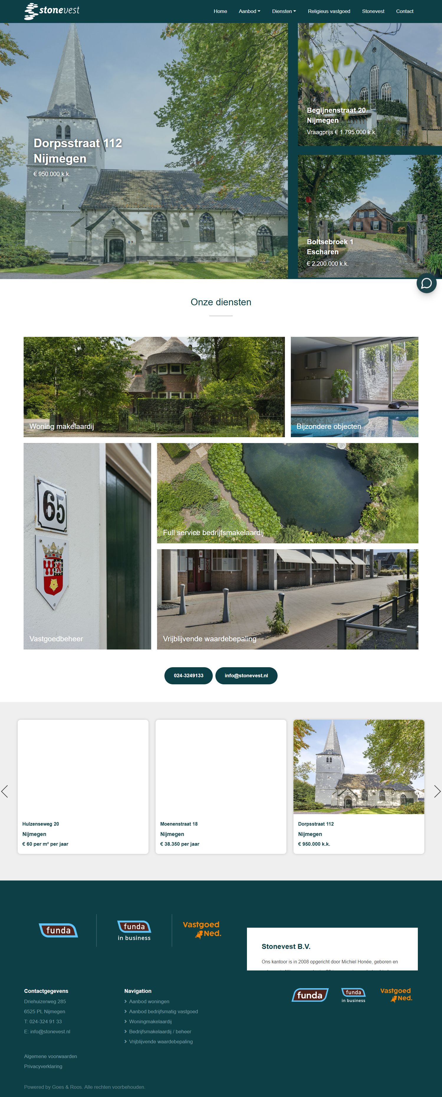 Screenshot van de website van www.stonevest.nl