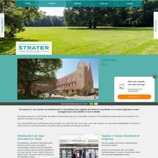Screenshot of the website of www.stratermakelaardij.nl