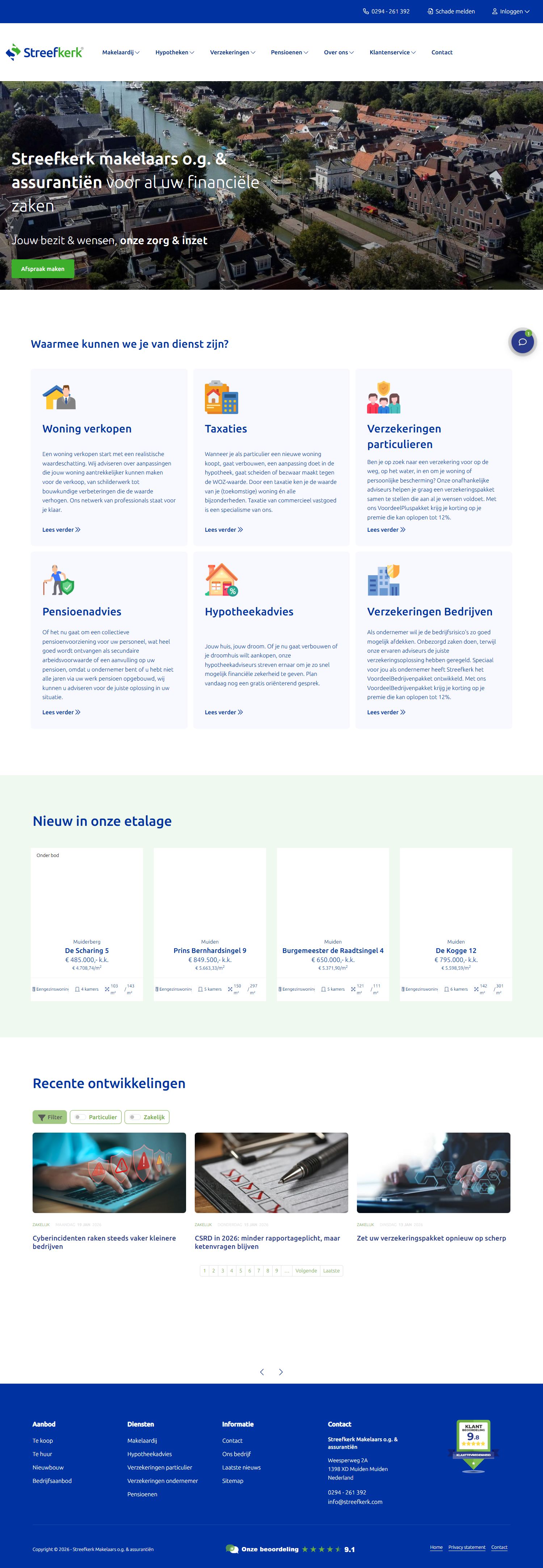 Screenshot van de website van www.streefkerk.com