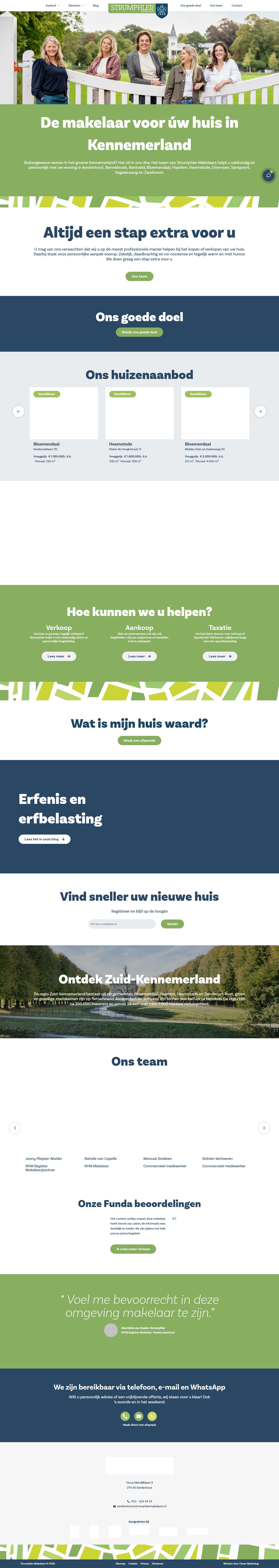Screenshot van de website van www.strumphlermakelaars.nl