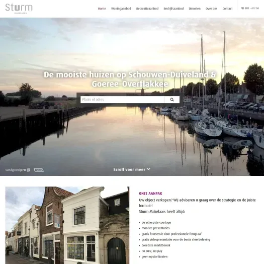 Screenshot of the website of www.sturmmakelaars.nl