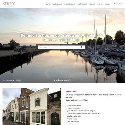 Screenshot van de website van www.sturmmakelaars.nl
