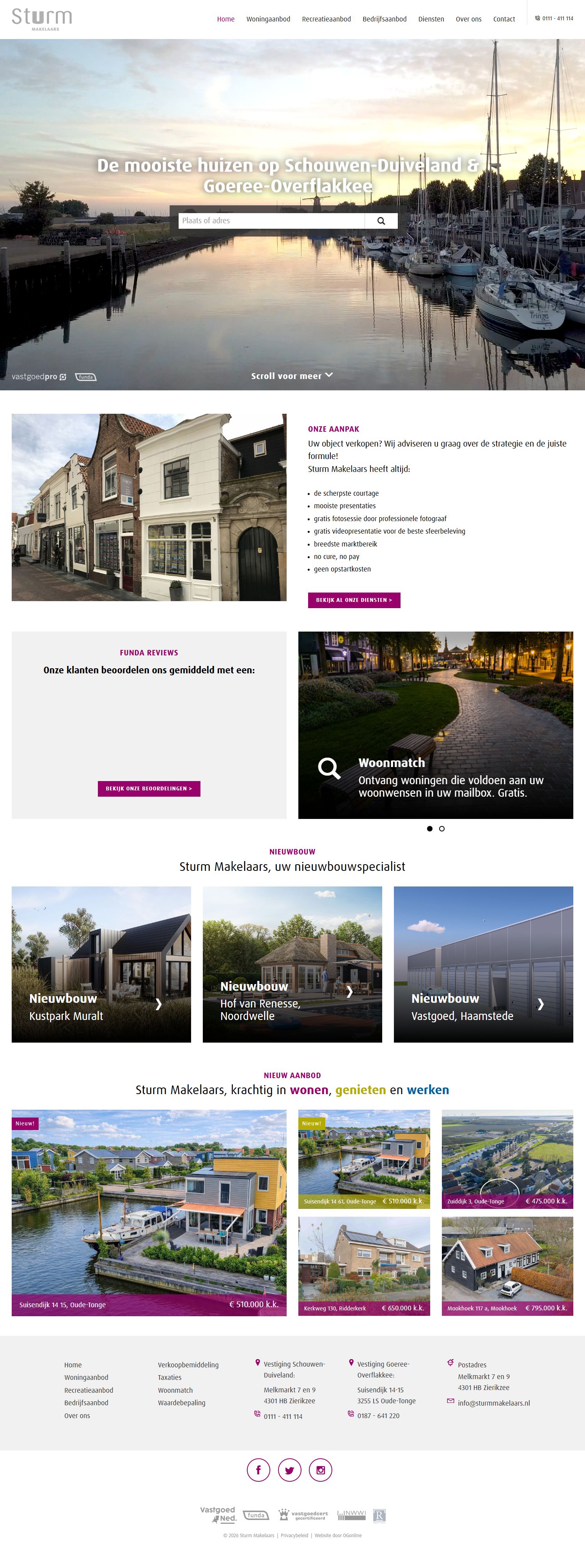 Screenshot van de website van www.sturmmakelaars.nl