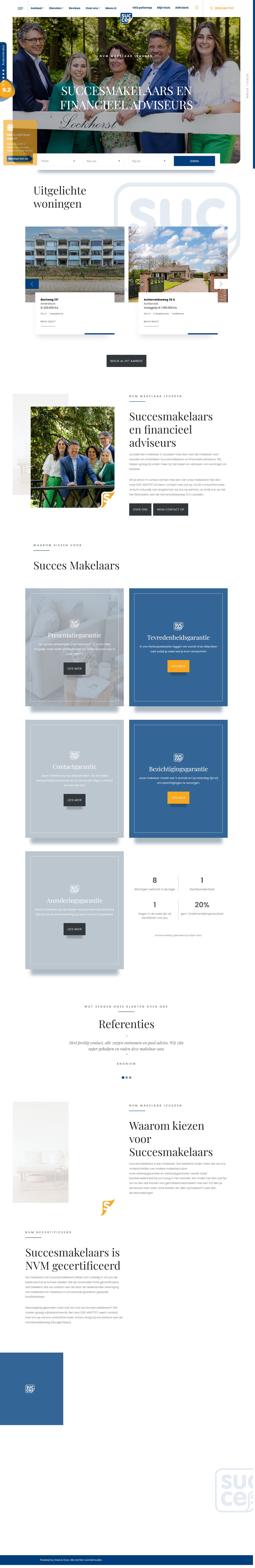 Screenshot van de website van www.succesmakelaars.nl