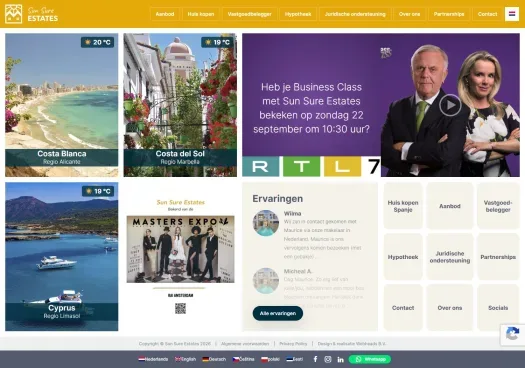 Screenshot van de website van www.sun-sure-estates.com