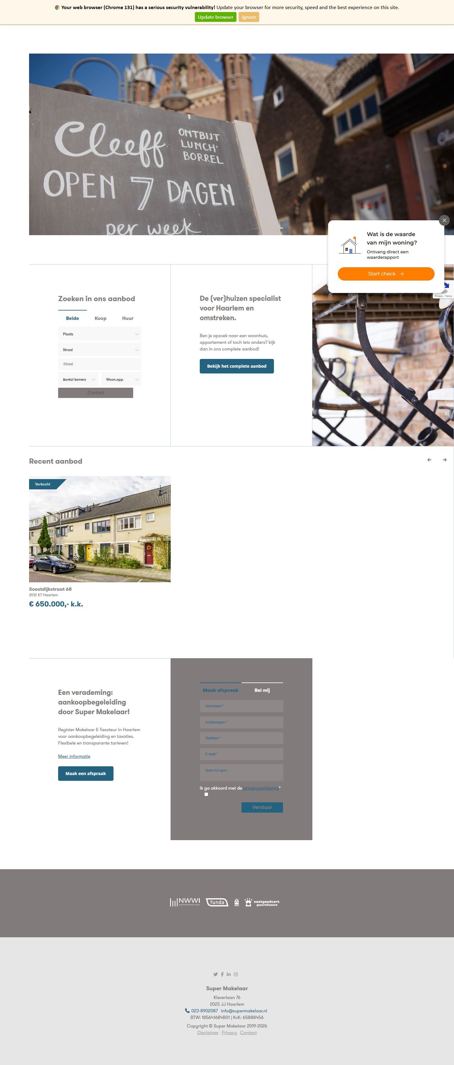 Screenshot van de website van www.supermakelaar.nl