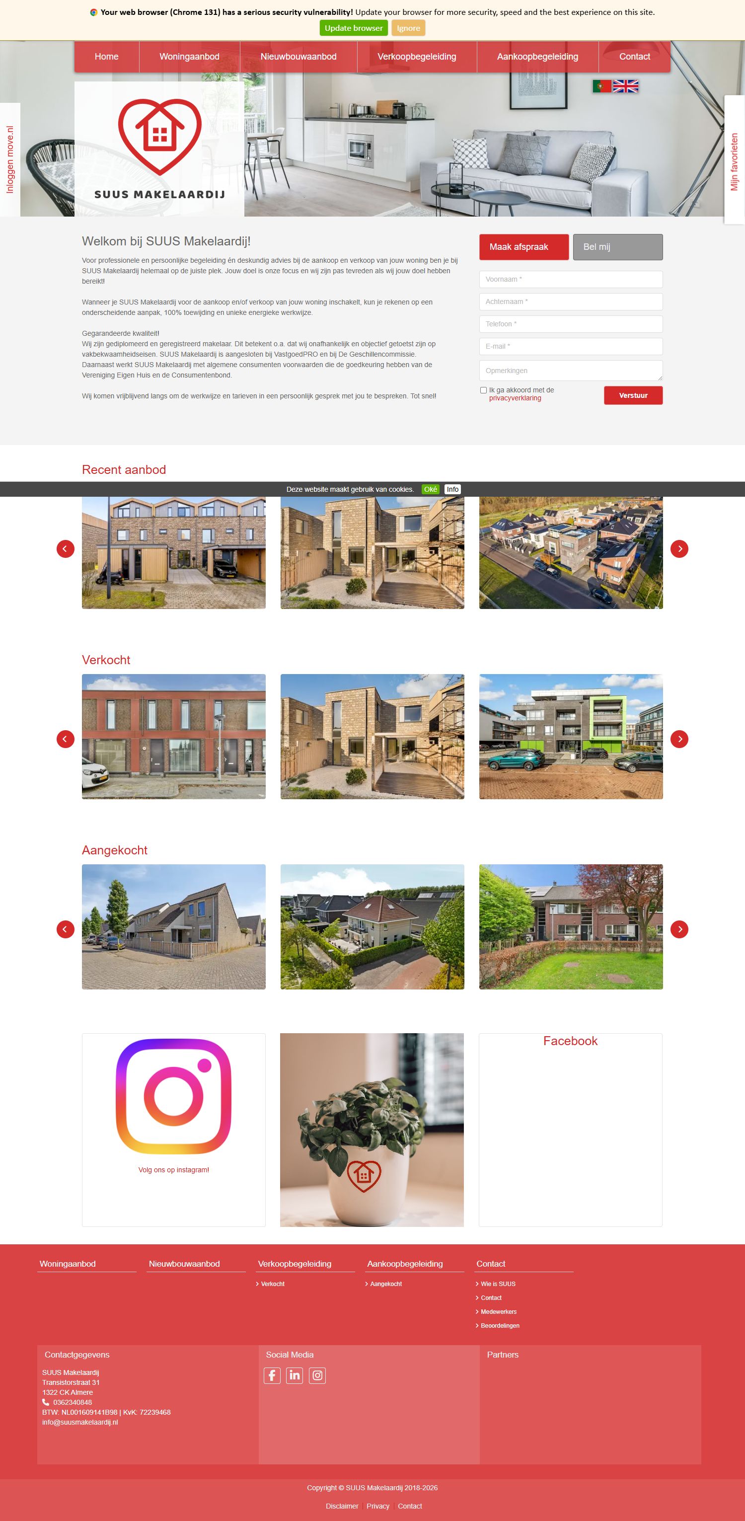 Screenshot van de website van www.suusmakelaardij.nl