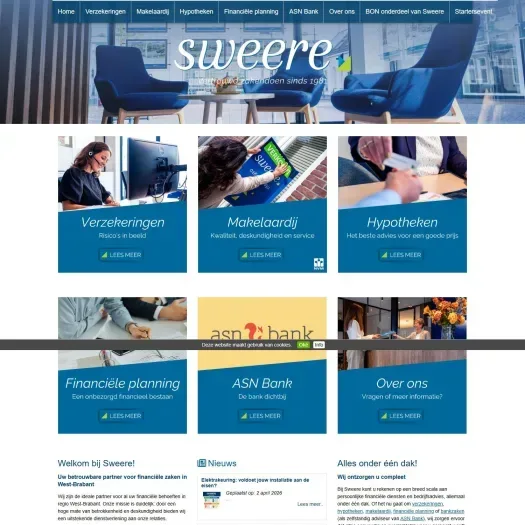 Screenshot van de website van www.sweere.nl