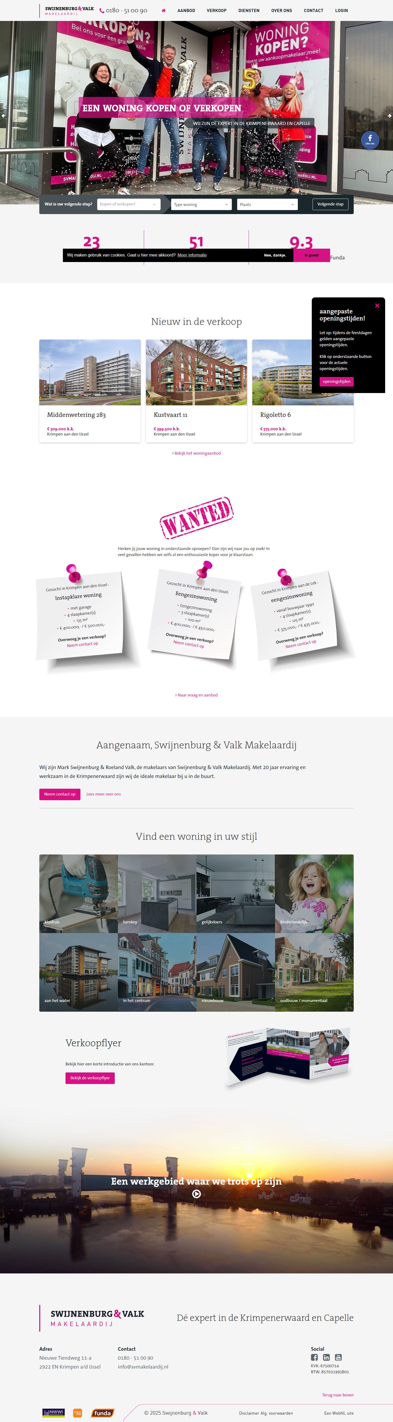 Screenshot van de website van www.svmakelaardij.nl