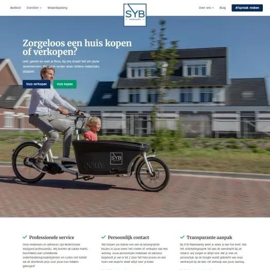 Screenshot van de website van www.sybmakelaardij.nl