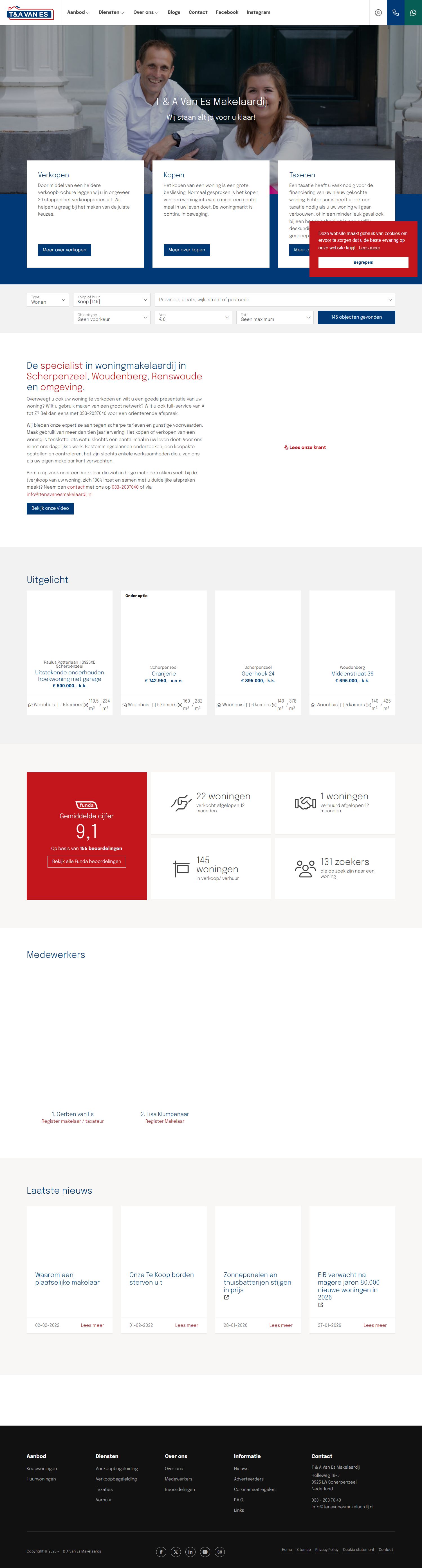 Screenshot van de website van www.makelaarscherpenzeel.nl