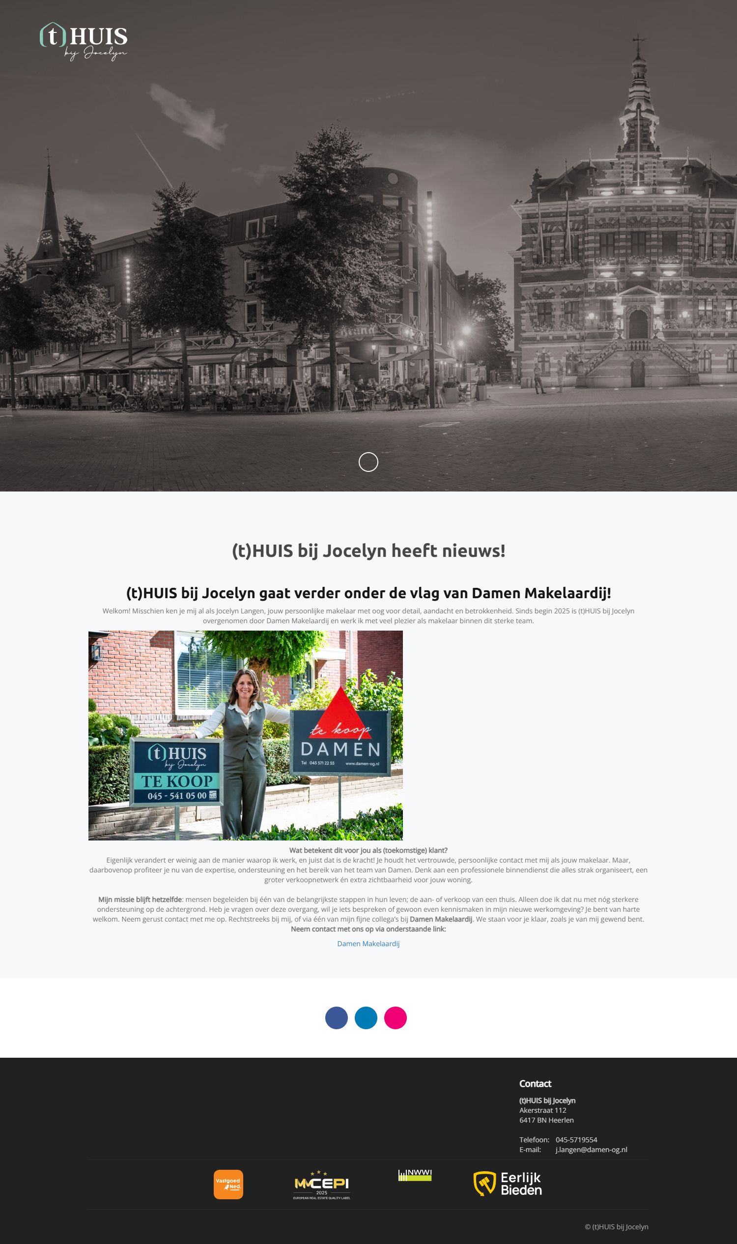 Screenshot van de website van www.thuisbijjocelyn.nl