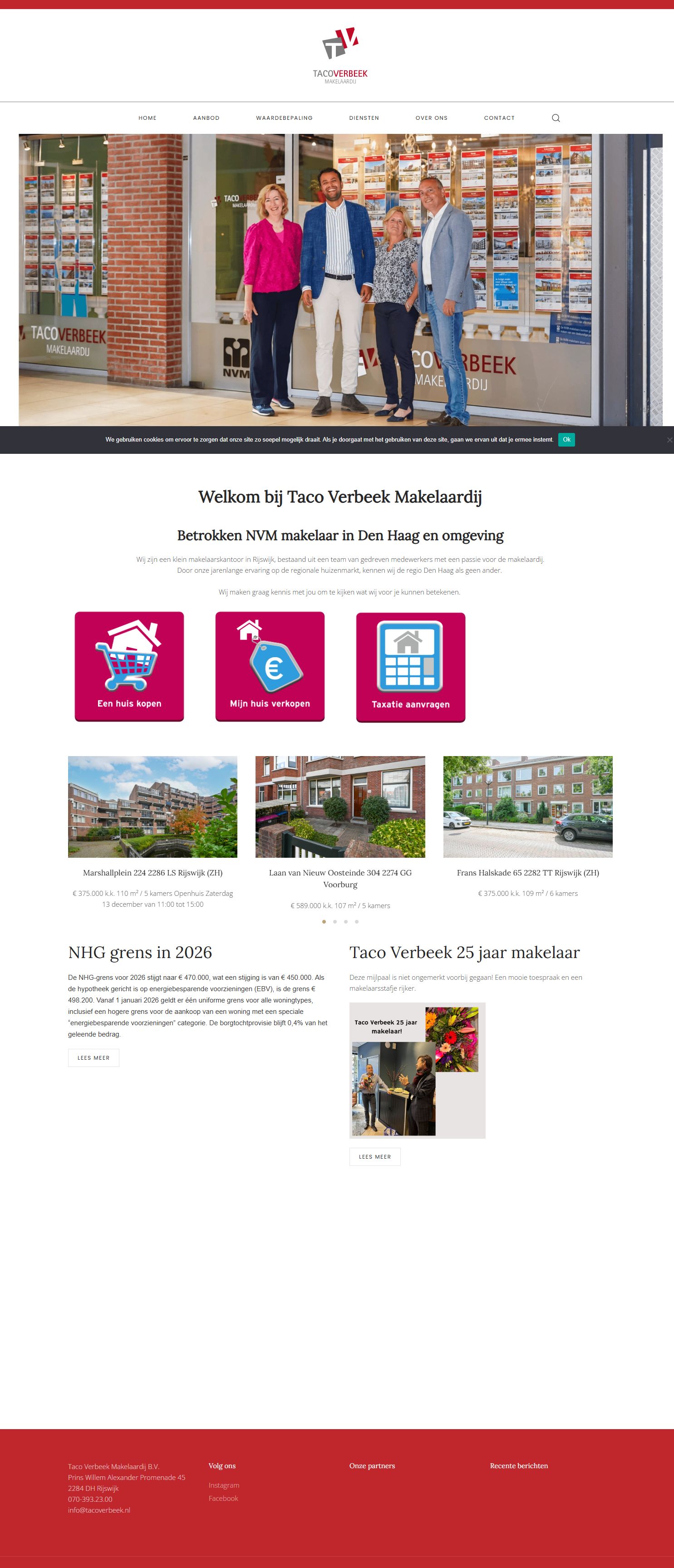 Screenshot van de website van www.tacoverbeek.nl