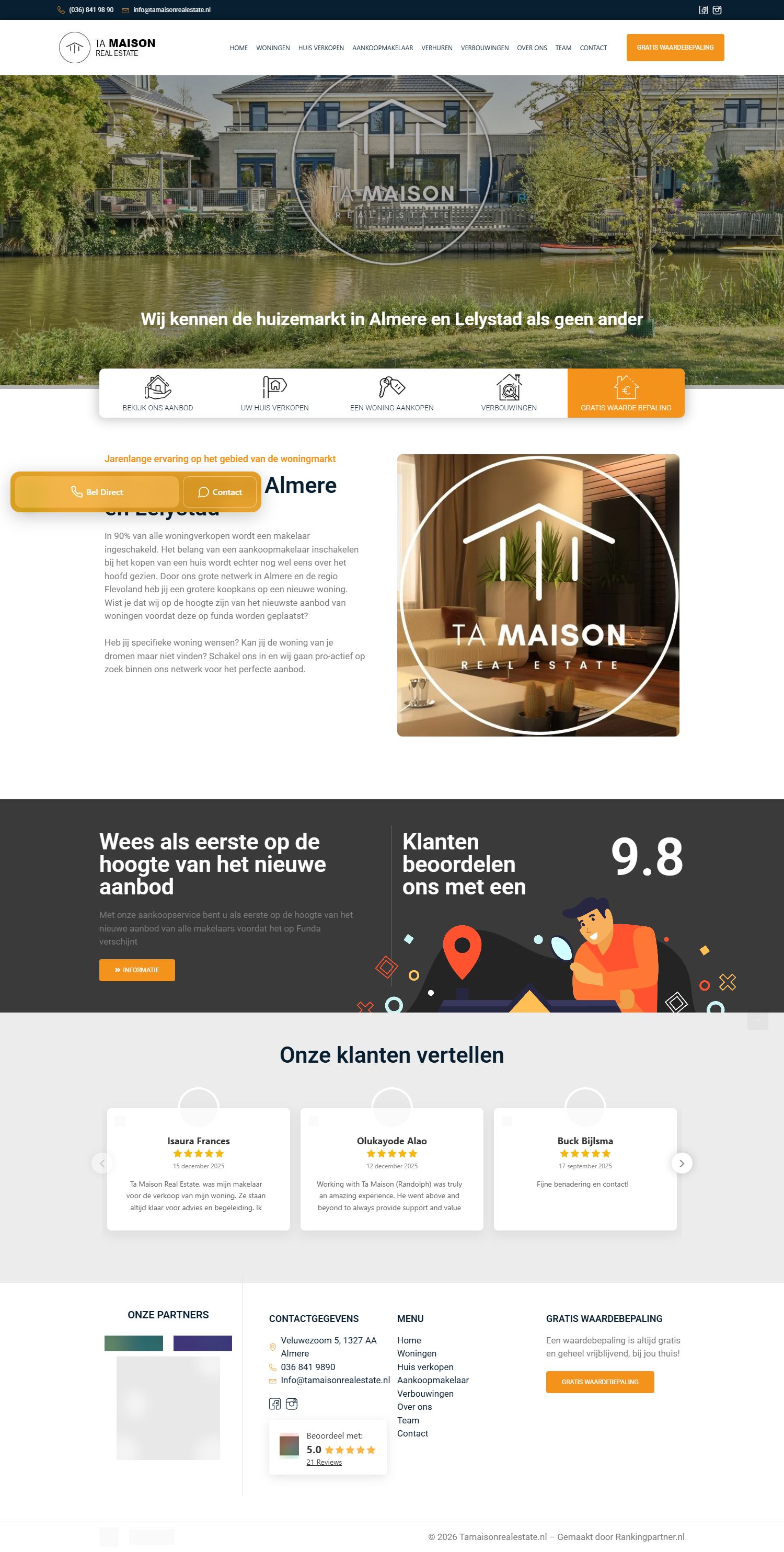 Screenshot van de website van www.tamaisonrealestate.nl