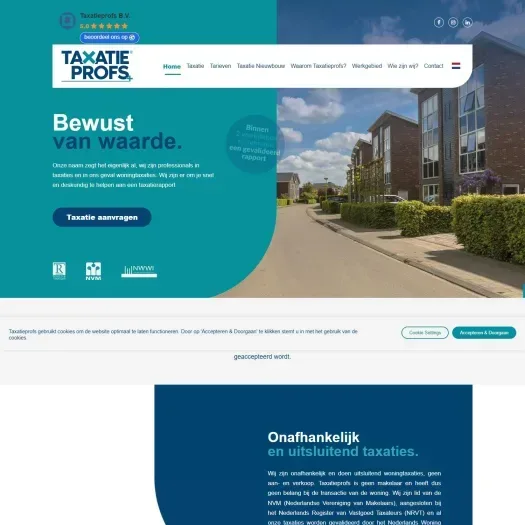 Screenshot van de website van www.taxatieprofs.nl
