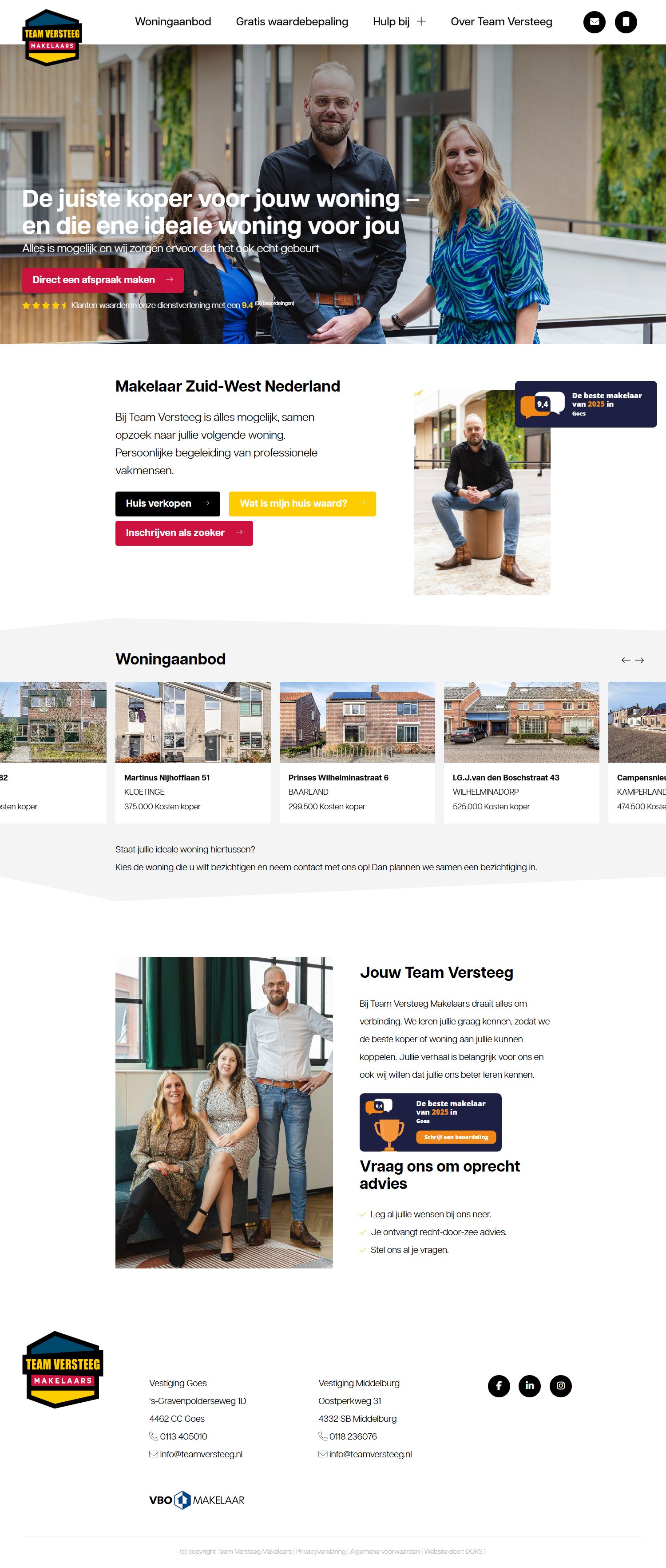 Screenshot van de website van www.teamversteeg.nl
