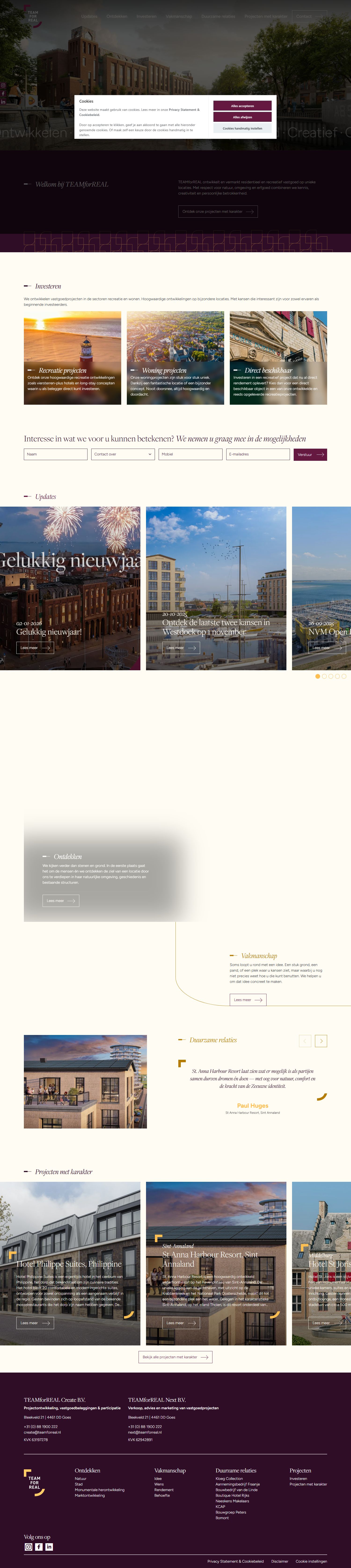 Screenshot van de website van www.teamforreal.nl