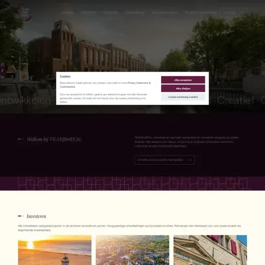Screenshot van de website van www.teamforreal.nl