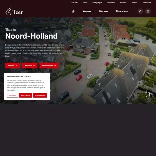 Screenshot der Website von www.teer.nl