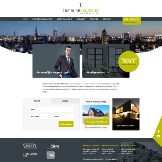 Screenshot van de website van www.temminkexclusief.nl