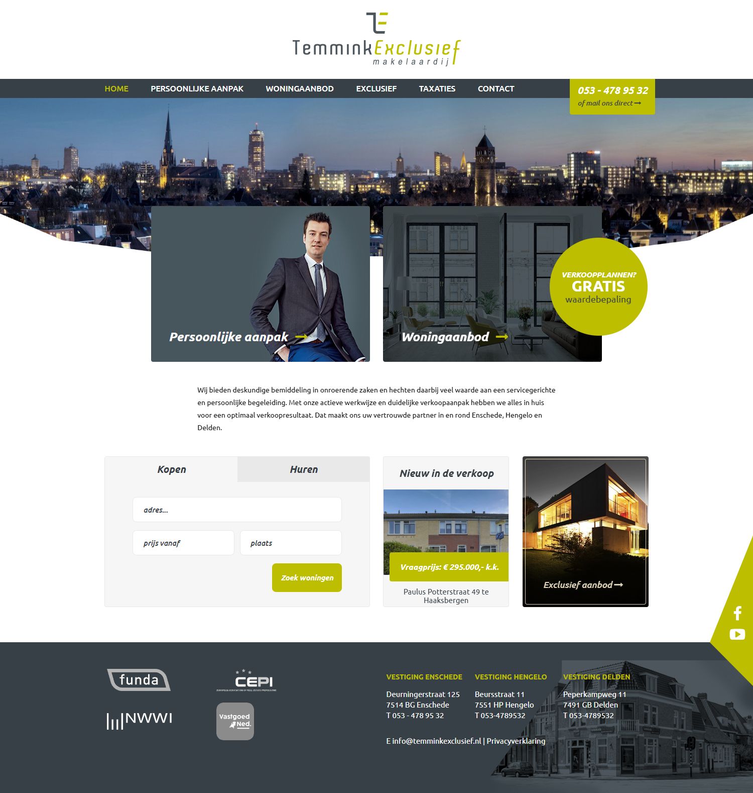 Screenshot van de website van www.temminkexclusief.nl