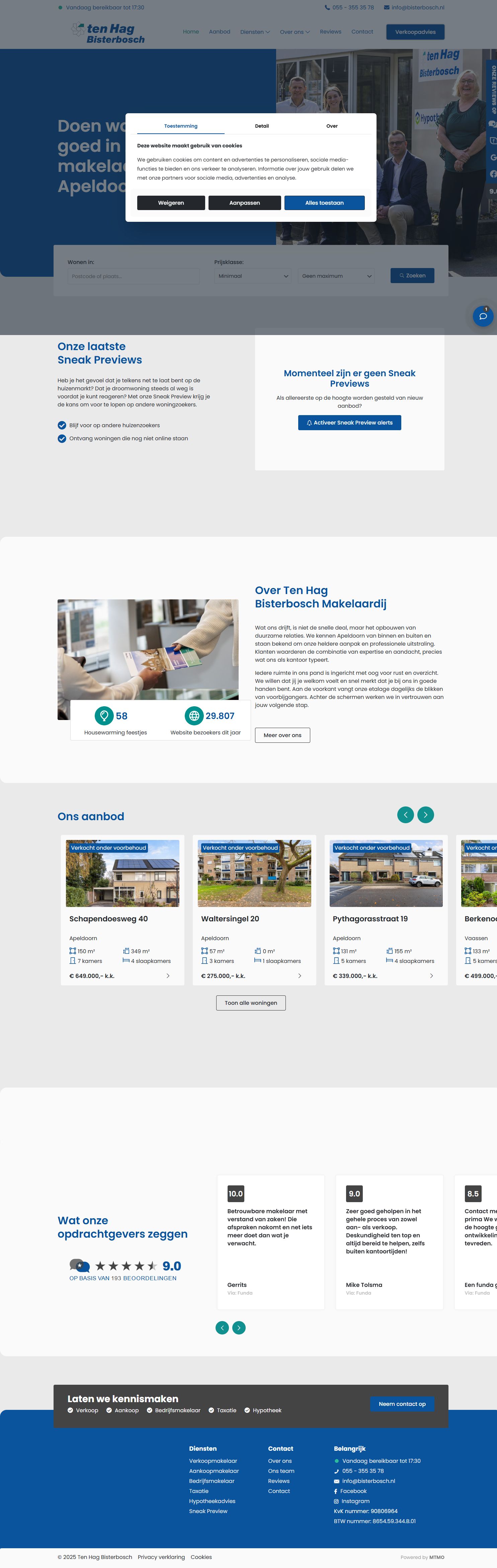 Screenshot van de website van www.bisterbosch.nl
