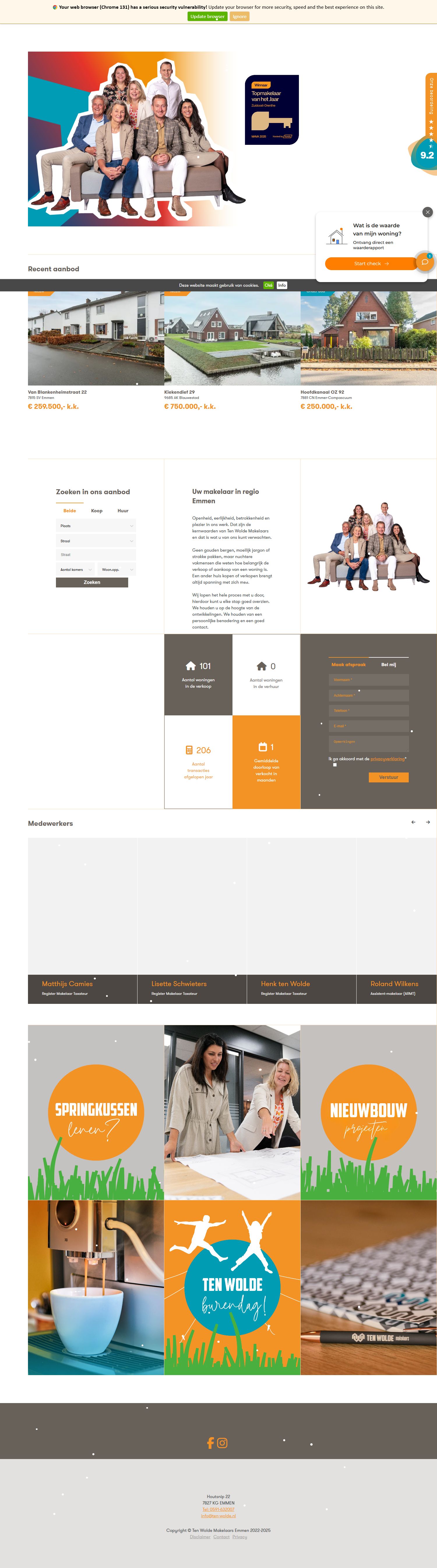 Screenshot van de website van www.ten-wolde.nl