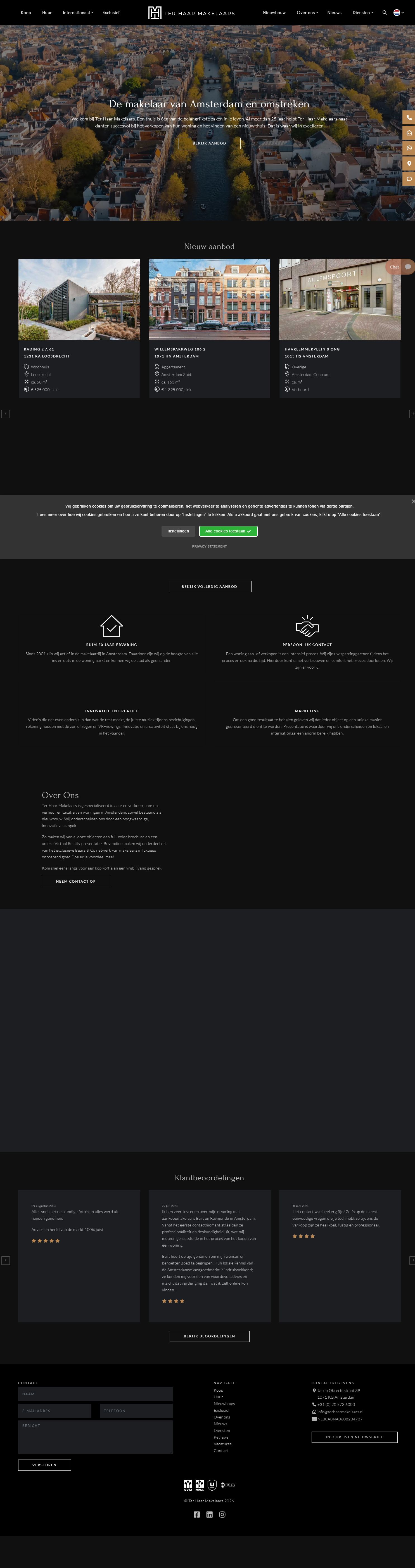 Screenshot van de website van www.terhaarmakelaars.nl