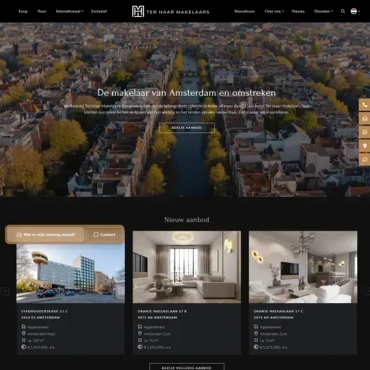 Screenshot of the website of www.terhaarmakelaars.nl